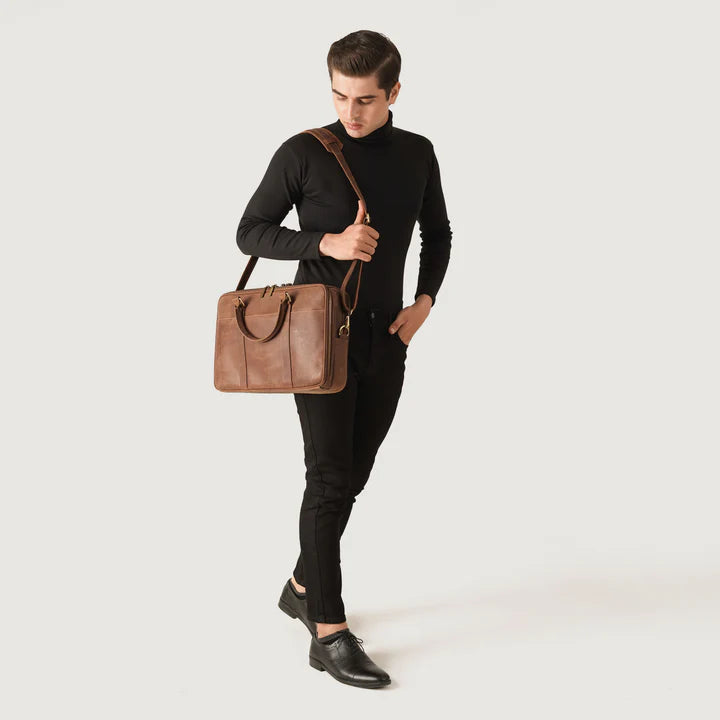 Tan Leather Briefcase